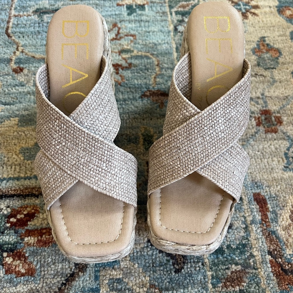 Tan Espadrille Wedge Sandals